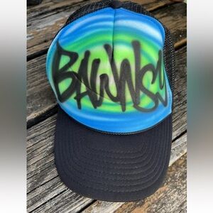 Nissan Graffiti Hat Trucker Cap Black Blue Green Vintage 90s Hiphop Streetwear